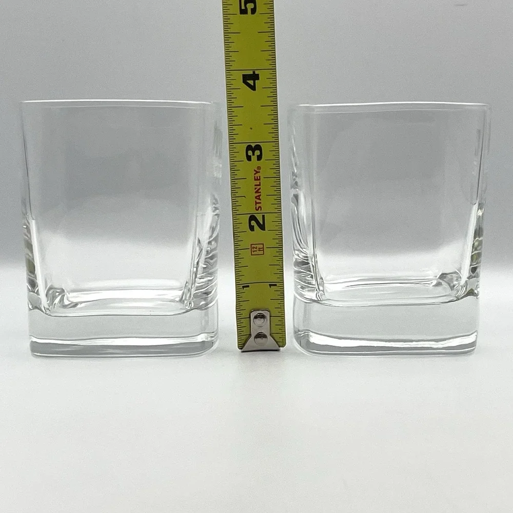 Luigi Bormioli Strauss Square Whiskey Glasses Set of 2 Light & Music Italy‎